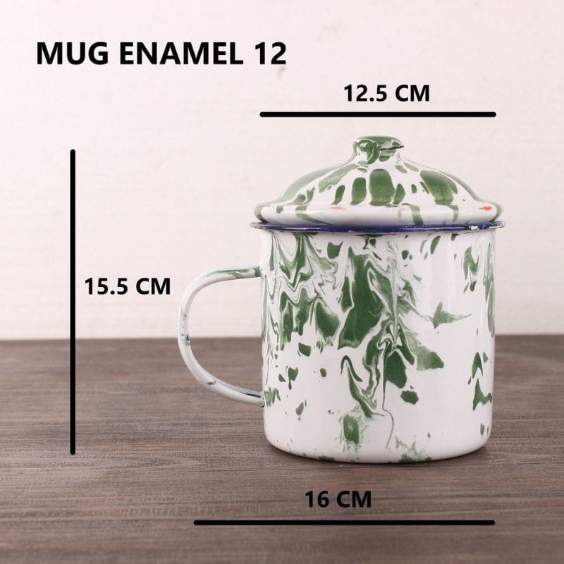 Mug Enamel + Tutup motif Blirik/Gelas jadul Blirik + Tutup