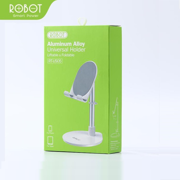 ROBOT RT-US05 Liftable &amp; Foldable Aluminum Alloy Universal Phone Holder Garansi 1 Tahun