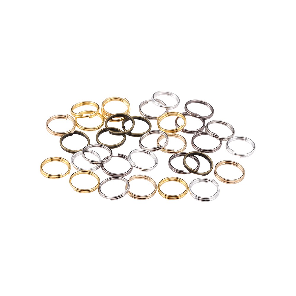 200pcs / Lot 4 / 5 / 6 / 7 / 8 / 10 / 12 / 14 / 16 / 20mm Ring Konektor Double Loops Warna Silver / Gold Untuk Membuat Perhiasan Diy