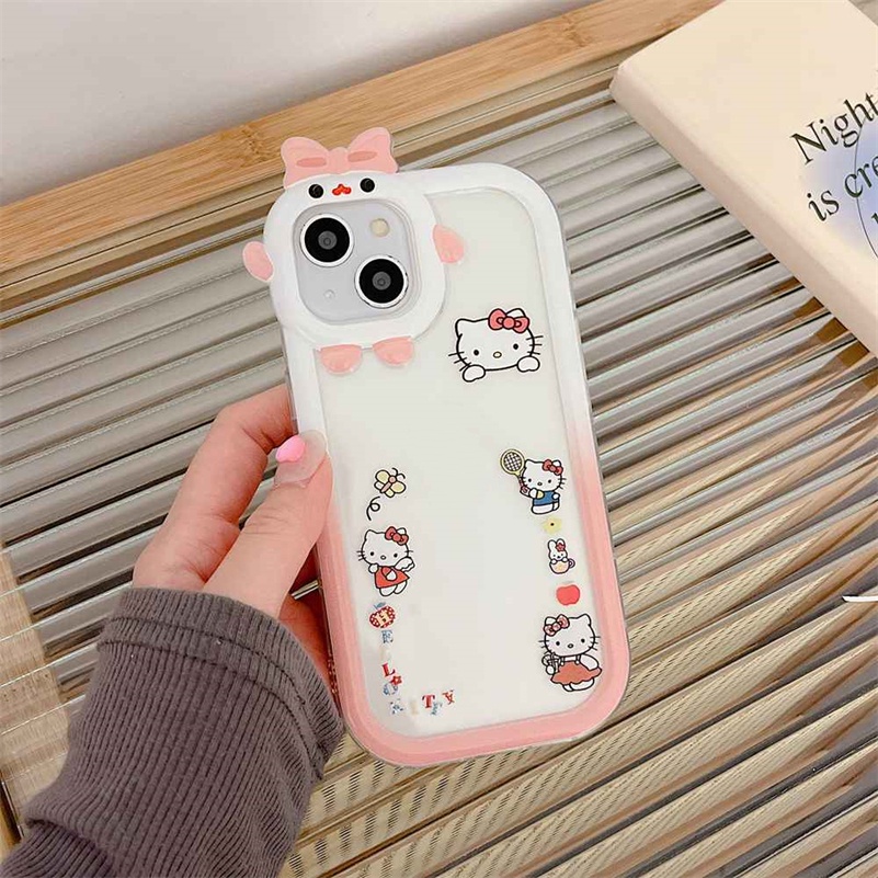 Soft Case Pelindung Lensa 3D Motif Kartun Kucing Untuk iPhone 14 13 12 11 Pro Max X Xr Xs Max 7 8 6 6s Plus SE 2020