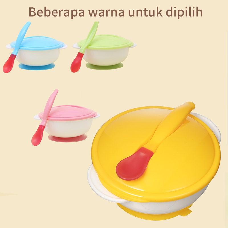 Mangkuk Pengisap Bayi Set Mangkuk Perjalanan dengan Penutup Mangkuk Makan Bayi Suplemen Anak Mangkuk Pengisap Belajar Makan Mangkuk Pelatihan Aman dan Ramah Lingkungan