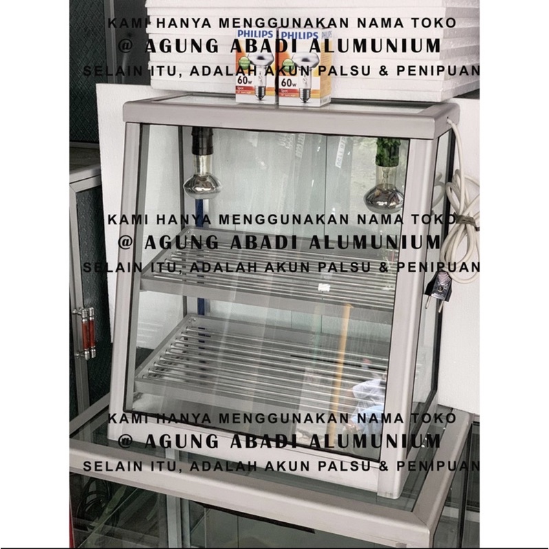 Etalase Showcase Warmer Pemanas Ayam Fried Chicken 2 Rak 2 Fitting Gantung