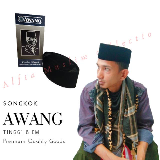 Awang Songkok Awang songkok Hitam AC Tinggi 8 cm Kopyah Awang AC