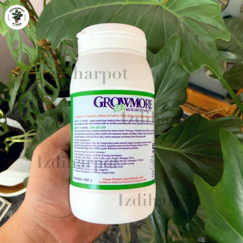 Pupuk nutrisi npk GROWMORE 20-20-20 untuk buah,bunga,daun dan akar (454gr) - GROWMORE BOTOL 20-20-20 SEIMBANG