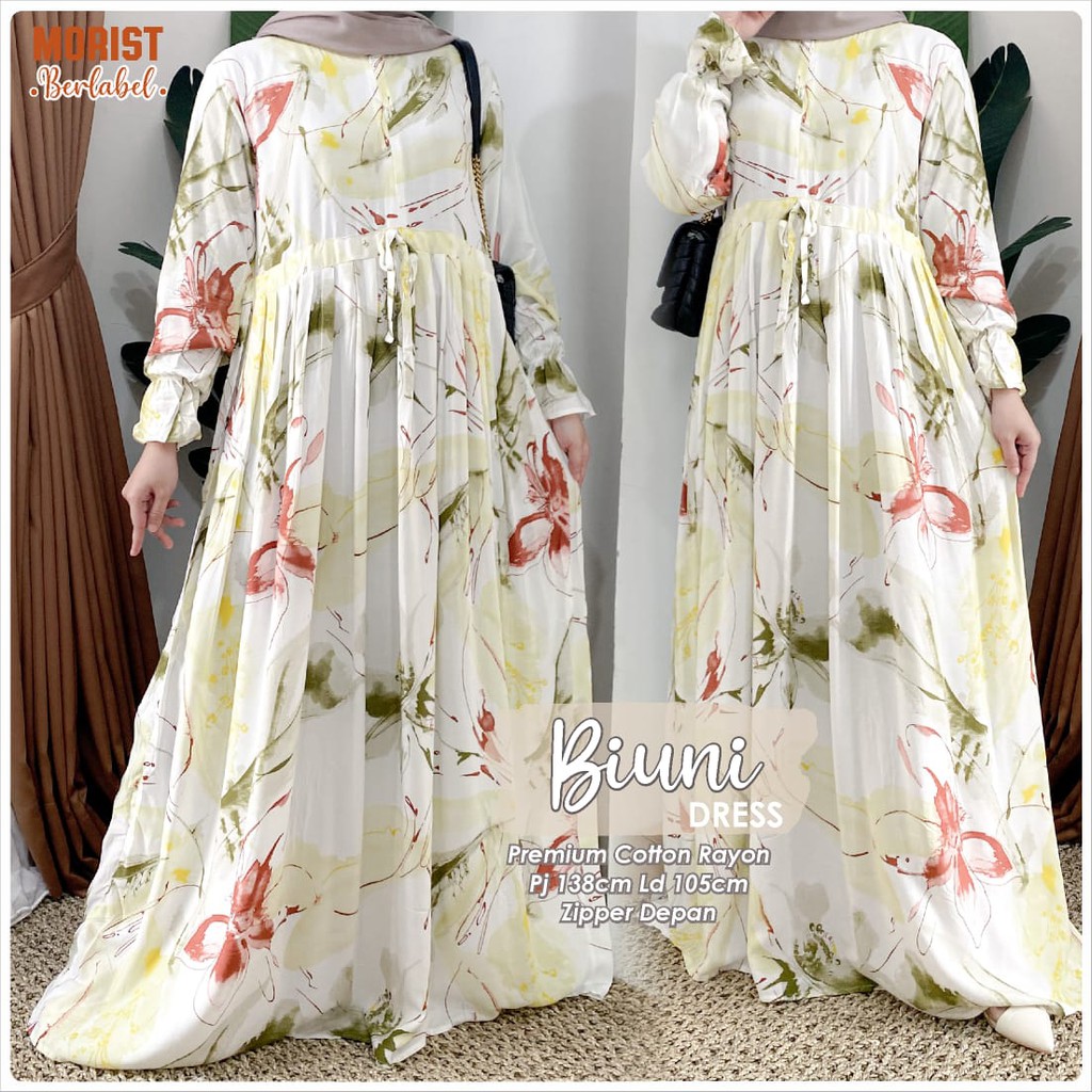 Biuni Dress Gamis Jumbo Catton Rayon Produk Original Morist Berlabel