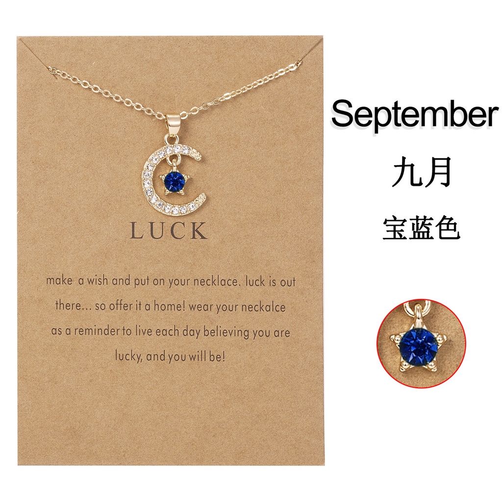 Kalung Moonstone BirthStone Bulan Ulang Tahun Kelahiran Model Korea Jepang Imut Cantik