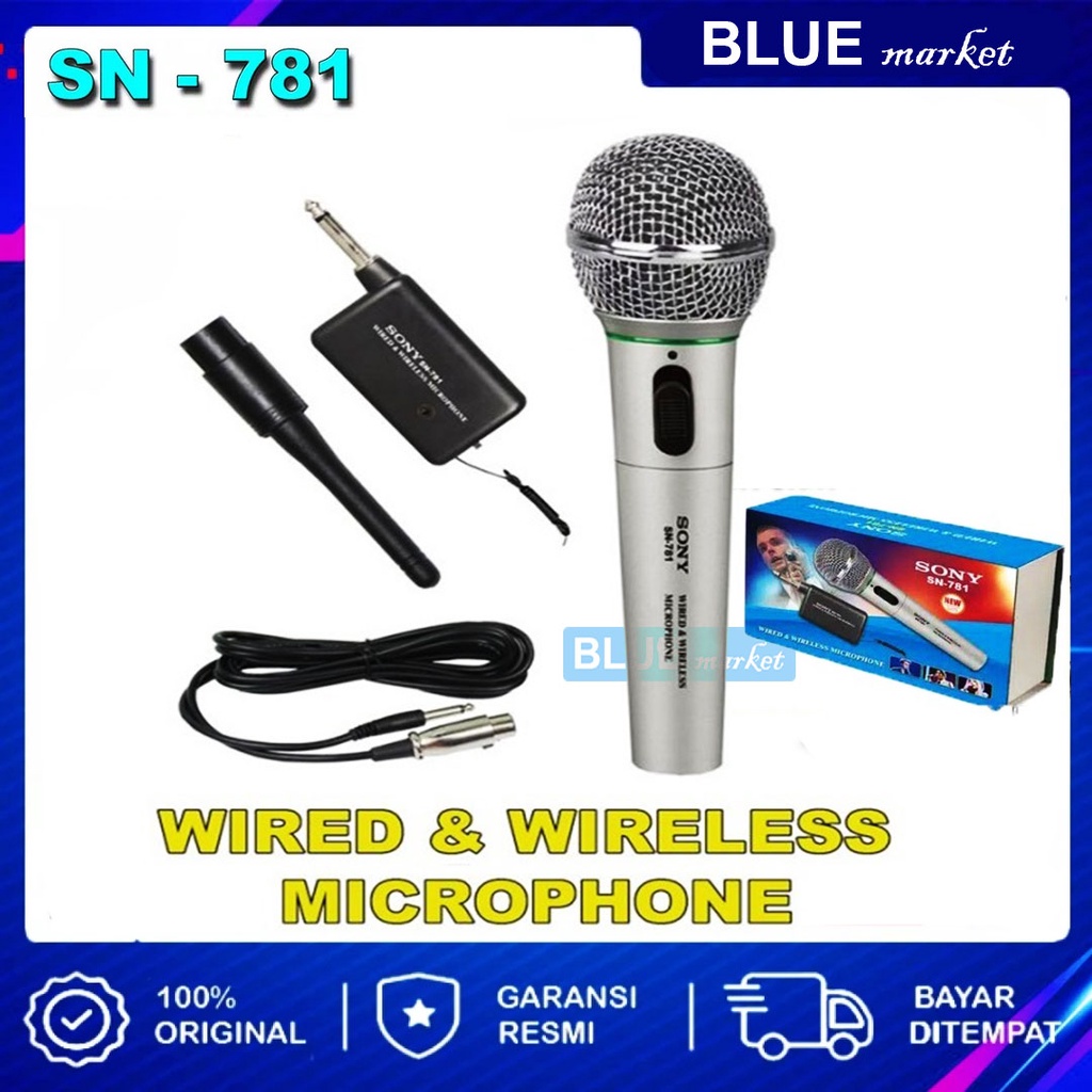 Mic wireless sony SN-781 microphone wireless plus kabel