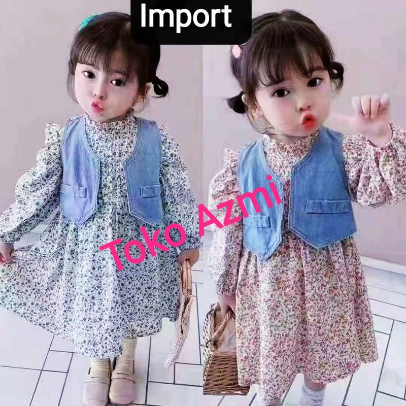 Dres import rompi jeans anak perempuan 1-3 tahun