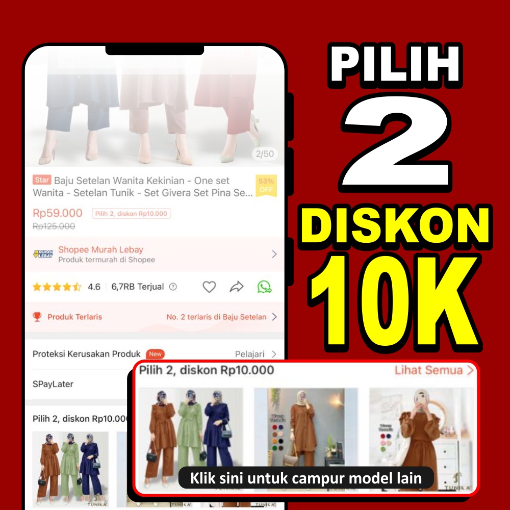 Baju Setelan Wanita Kekinian - One set Wanita - Setelan Tunik - Set Rinosa dan Set Rinsa - Lexoir-1