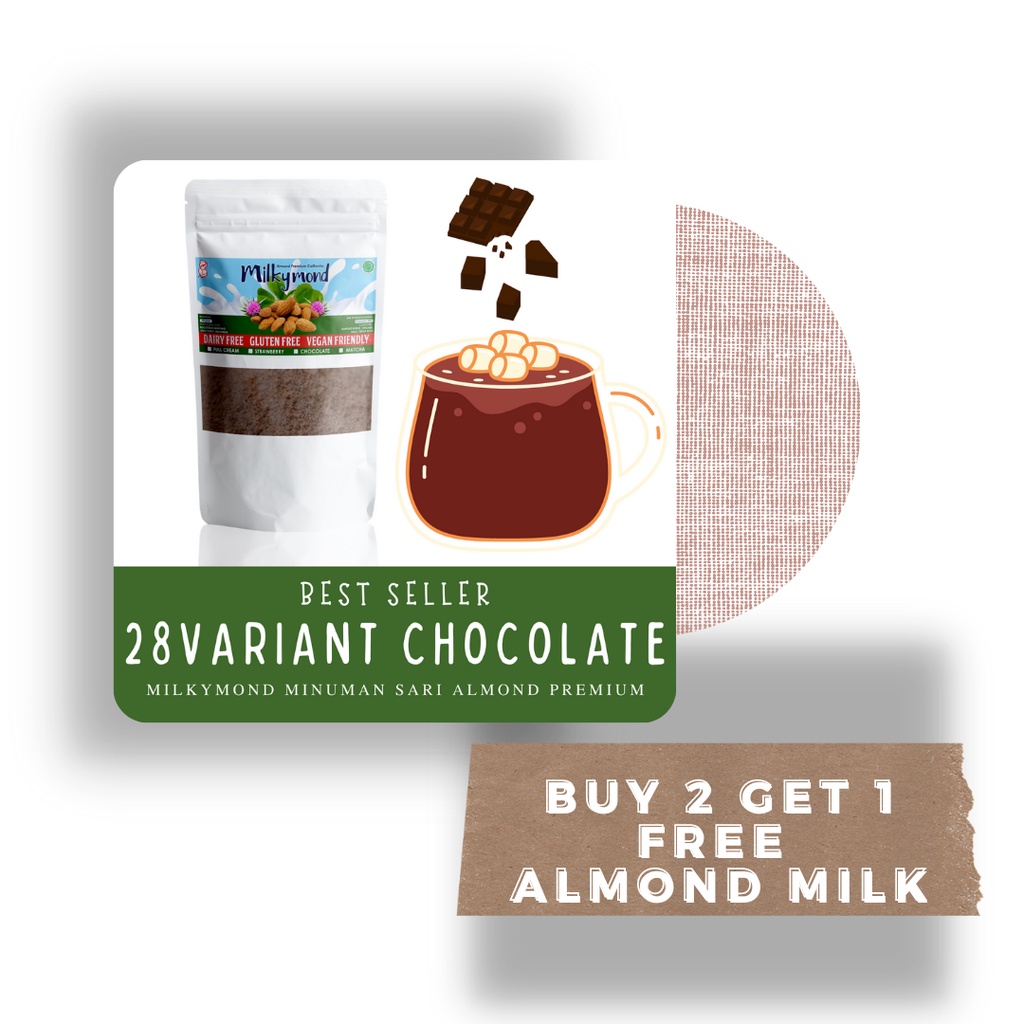 [BUY 2 GET 1 FREE] Susu Almond Premium MILKYMOND Milky Almond 180 Gram 14 Rasa Chocolate