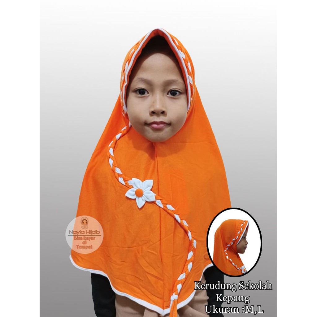 PROMO Kerudung Sekolah SD Kepang Jilbab Sekolah Anak Ukuran L Terbaru Nayla Hijab