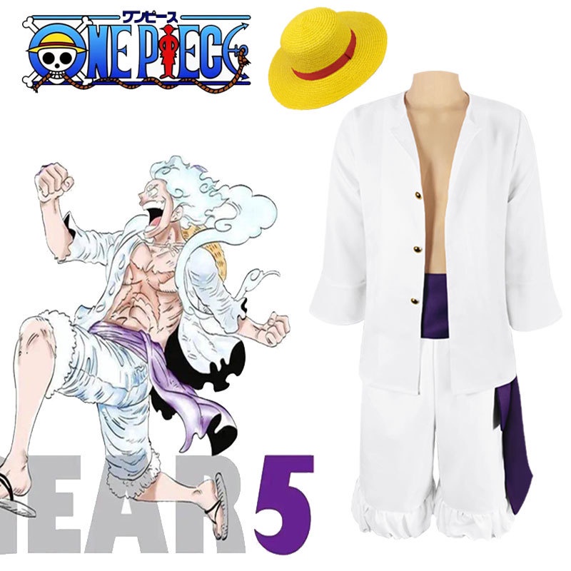 One Piece Luffy Cosplay Sun God Nika Luffy Cosplay Luffy Clothes Shirt Cap Straw Hat Awakening Costu