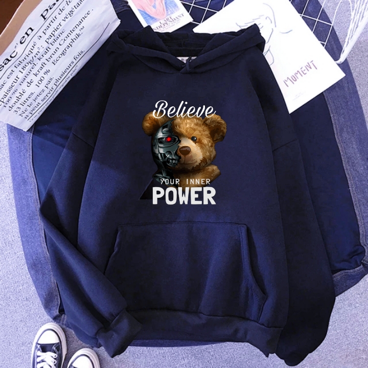 Hoodie Jumper Dewasa Beruang Believe Your Inner Power Print DTF standar Distro