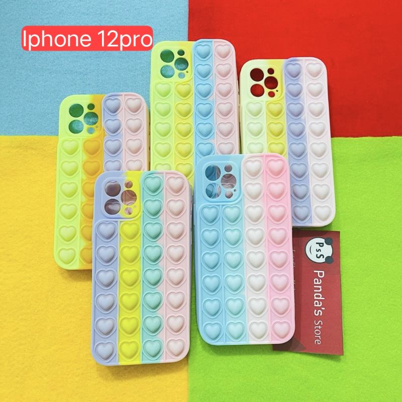 Case Pop it Iphone 12 Pro Motif Love + Pelindung Kamera Full Color (Lagi Viral !!)