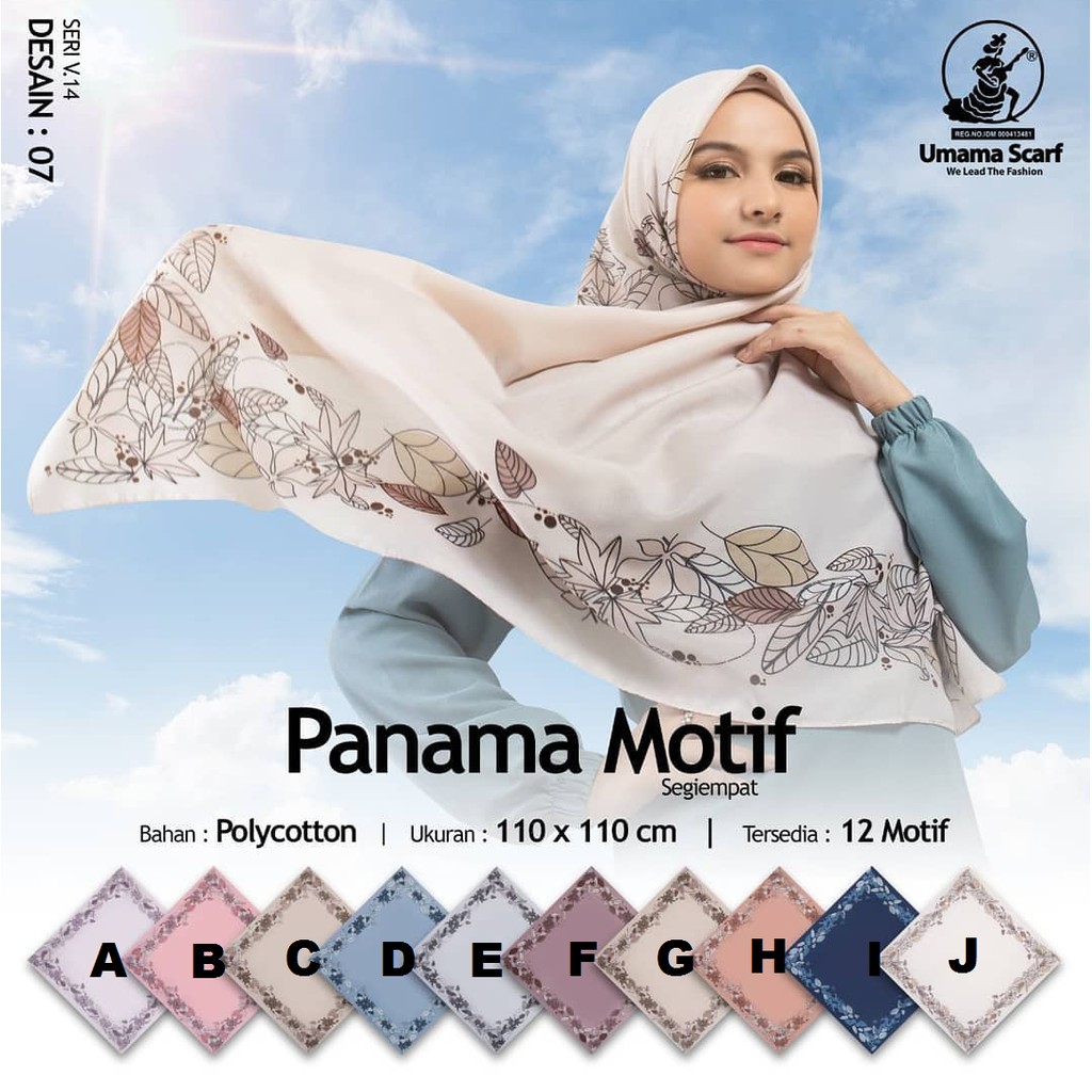 Segi Empat Umama Scarf Panama Bebas Pilih Warna dan Motif