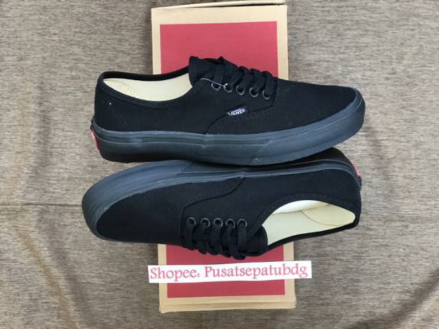 OBRAL VANS AUTHENTIC PREMIUM ALL BLACK FULL HITAM WAFFLE DT