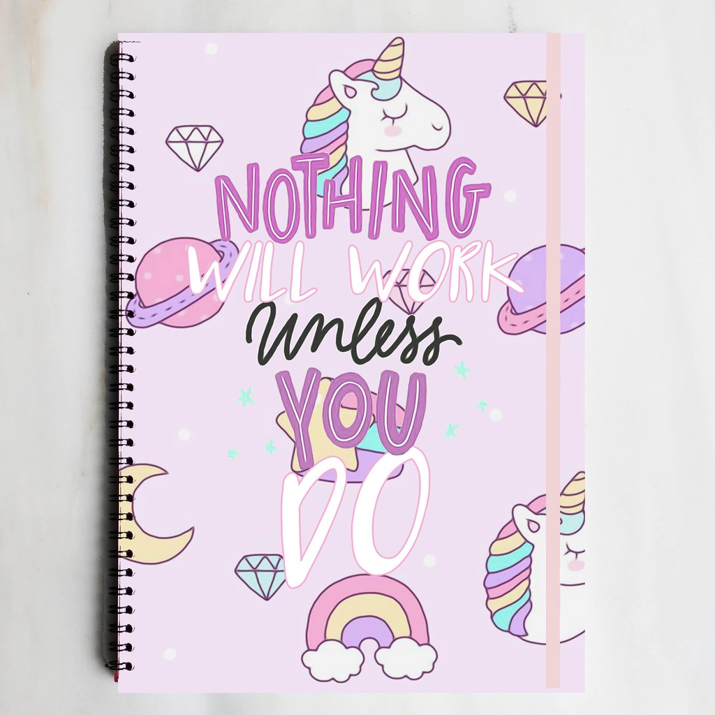 

UNICORN WORK Quote Spiral Ruled Notebook Diary Journal Buku Tulis Catatan Sekolah Kuliah