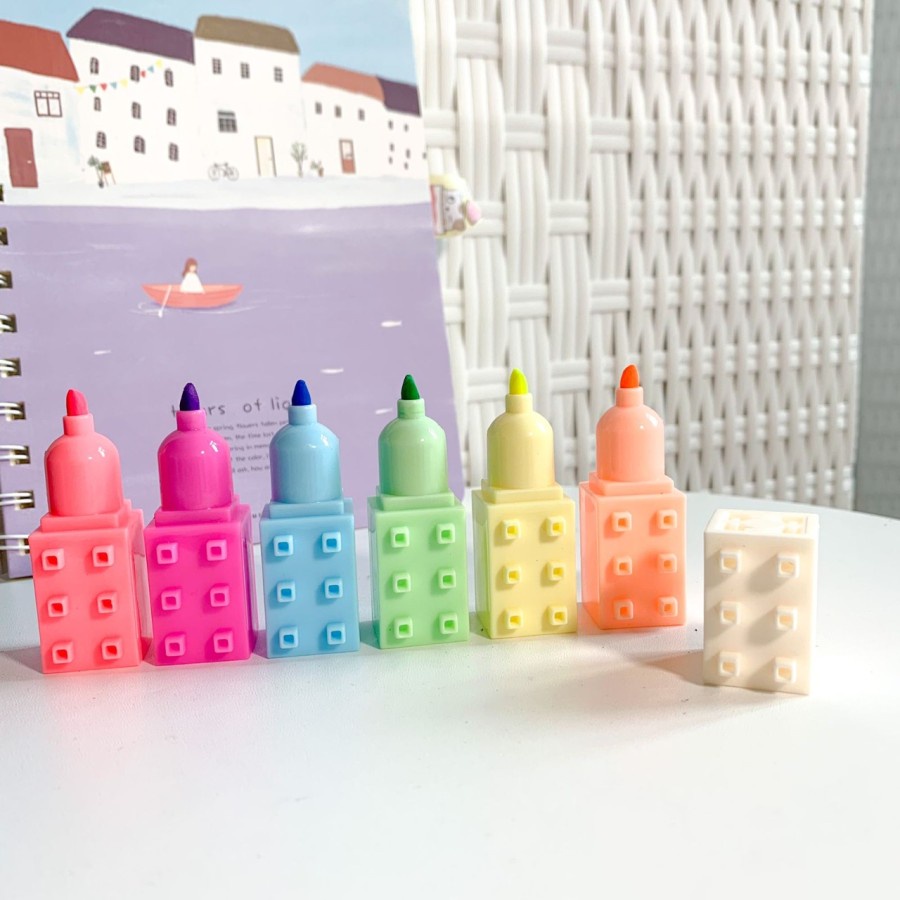 

STABILO LEGO 6 SUSUN HIGHLIGHTER BENTUK LEGO 1 SET IMUT WARNA PASTEL UNIK