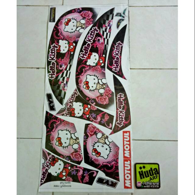 Striping lis sticker variasi scoopy fi & new "HELLOKITY" hitam & putih
