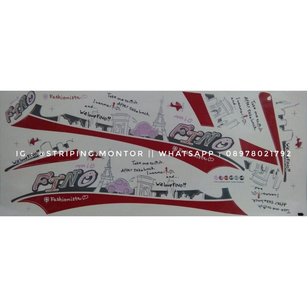 Stiker Lis Striping Sticker Variasi Mio Fino Karbu - Paris Merah Putih