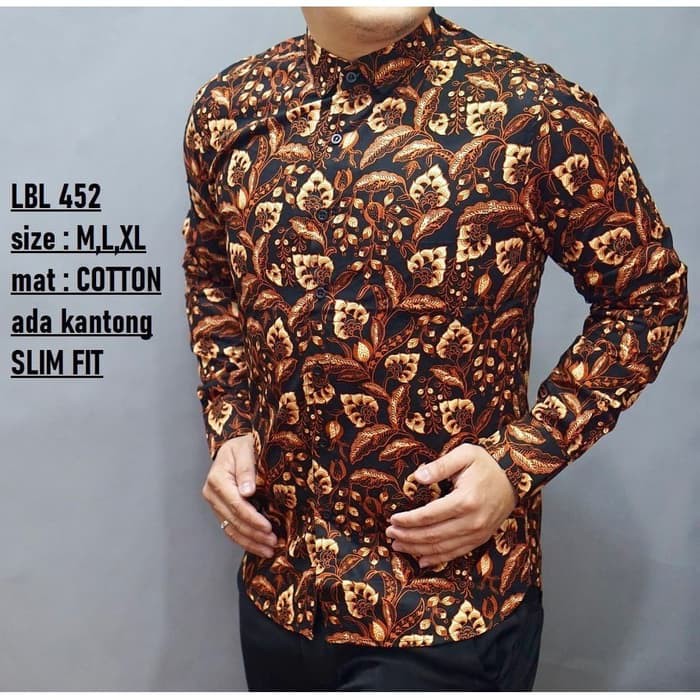 KEMEJA BATIK LENGAN PANJANG LBL 452 KEMEJA SLIMFIT BAHAN KATUN