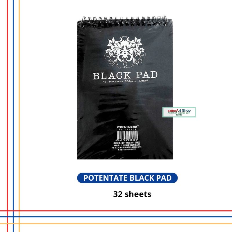 Potentate Sketsa Hitam / Black Pad / Black Book Spiral A5