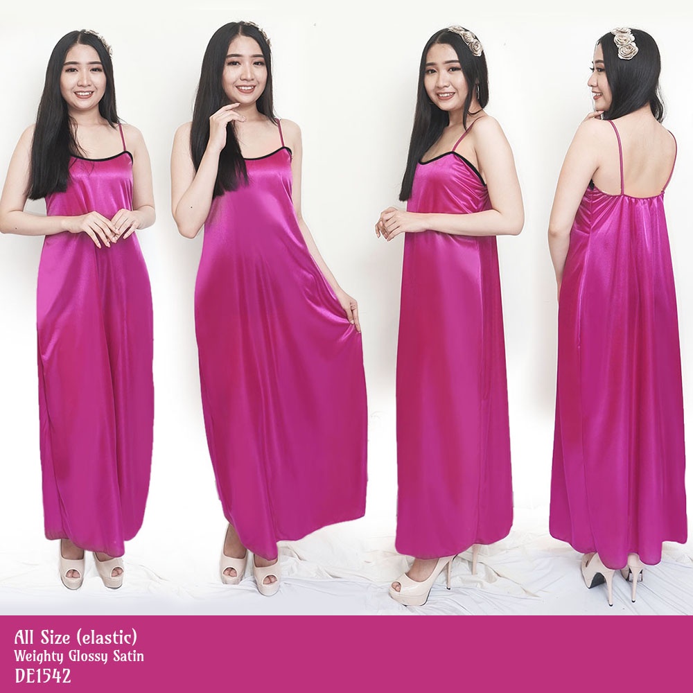 FOLVA baju tidur tanktop long dress satin 1542VDR ungu all size