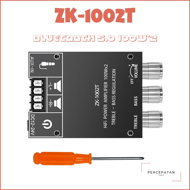 【ZK-1002T】 Bluetooth 5.0  Audio Amplifier 100Wx2 Treble and Bass Adjustment Subwoofer Amplifier Board Channel High Power Audio Stereo Bass AMP