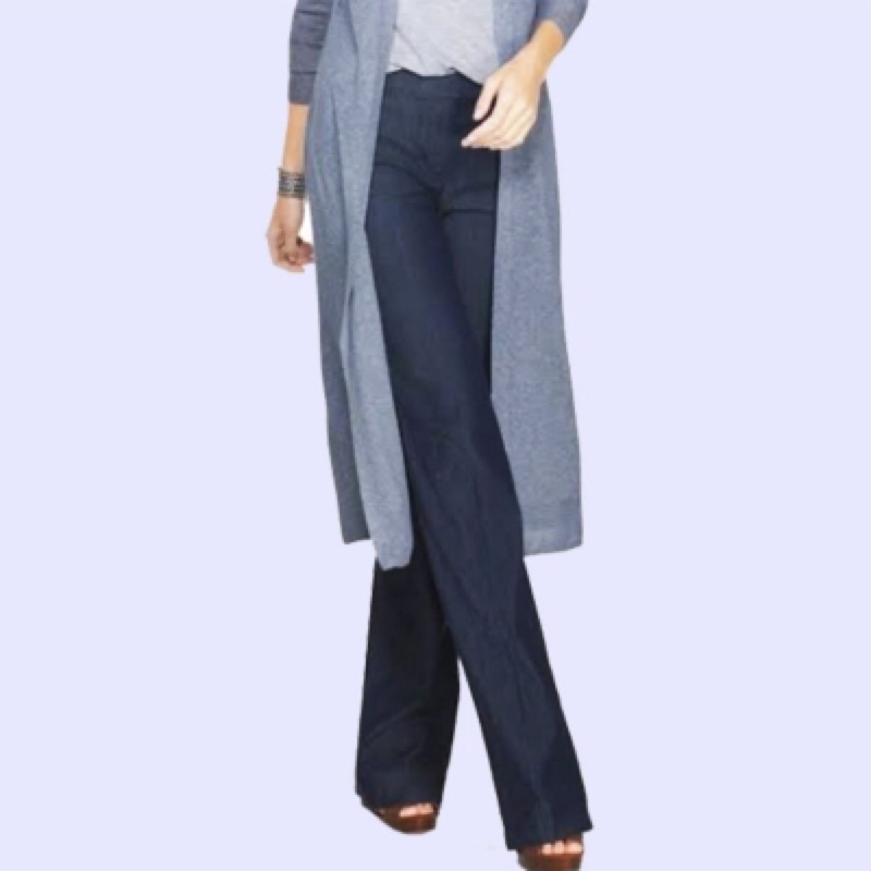 WHBM Flareleg Denim Navy - Celana Jeans Panjang Wanita Branded