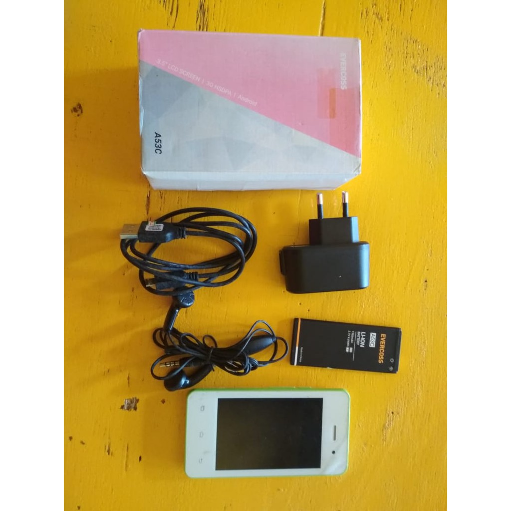Preloved Hp Evercoss A53c Murah Bagus Warna Putih Hijau Shopee Indonesia