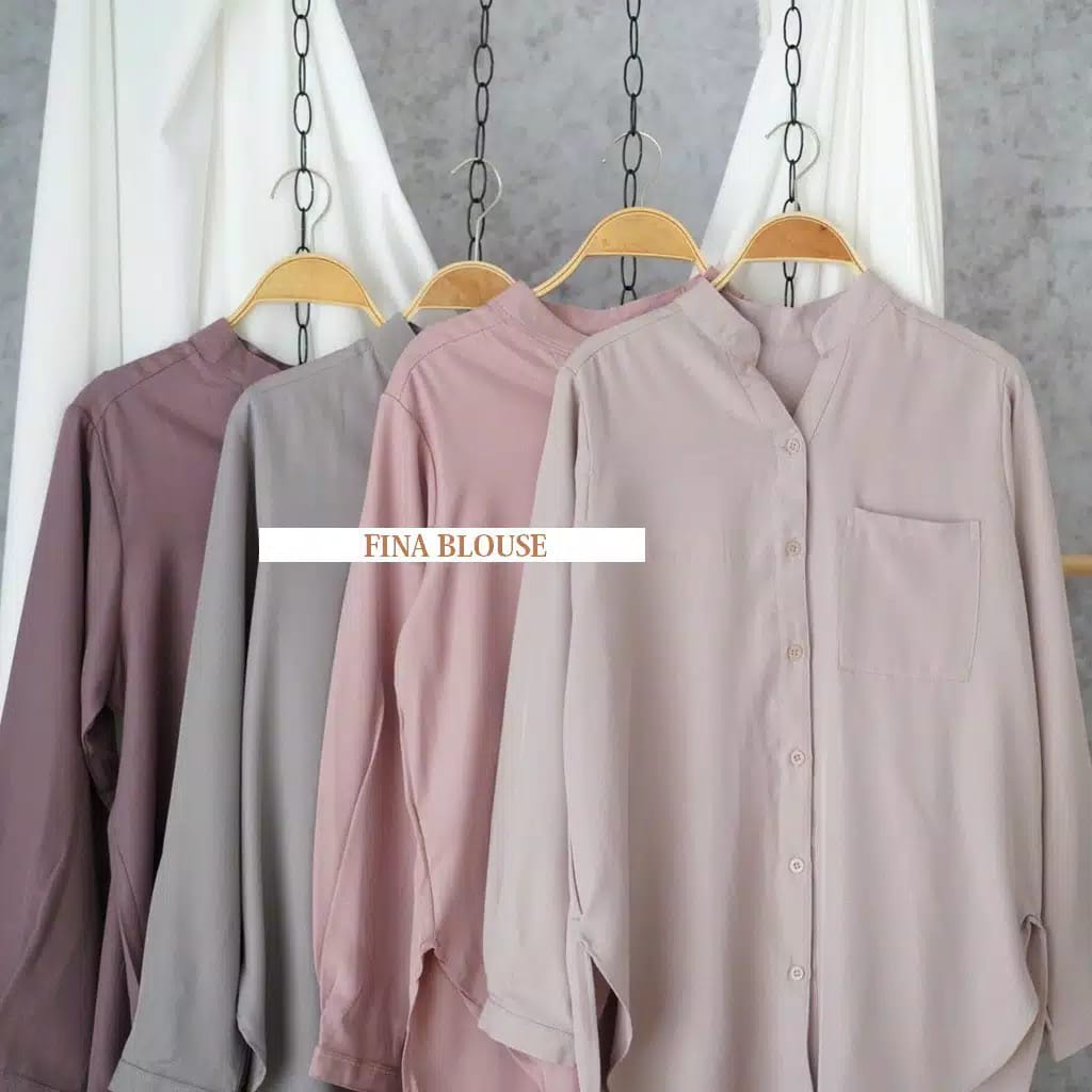 Fina Blouse /Kemeja Basic /Atasan Wanita Katun Rayon