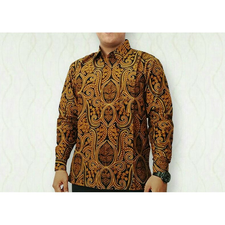 RISNA BATIK HRB026 KENONGO KEMEJA HEM PENDEK PARI PEKALONGAN M L XL MURAH KEREN BATI PRIA WAJIK BIRU