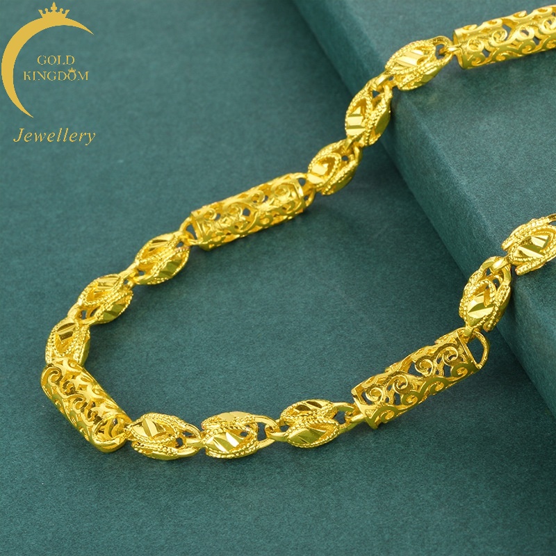 Kalung Emas Emas Asli Kadar 375 Desain Tulang Ular 3D Gaya Retro Untuk Pria Dan Wanita