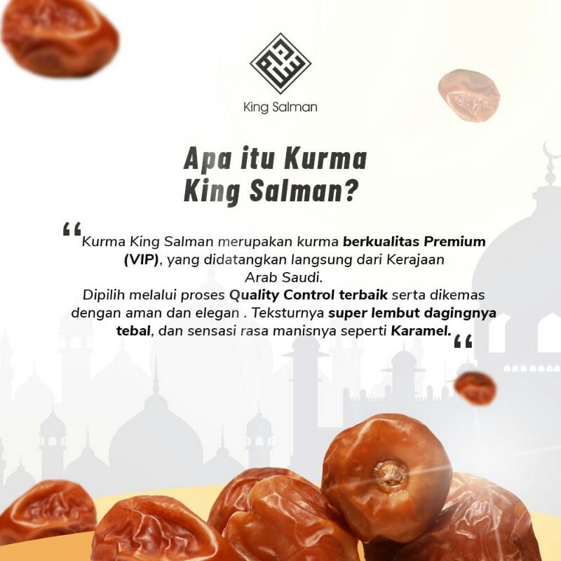 

Original [Promo] Kurma King Salman Special Ramadhan Kualitas Premium VIP Favorit Para Raja King Salman Produk Annahl Online Store