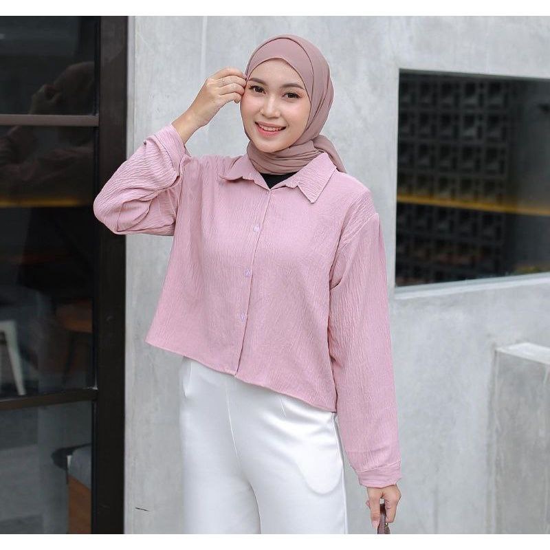 Kemeja Crop Crinkle Airflow / Hanin Crop / Premium Keisya Crop