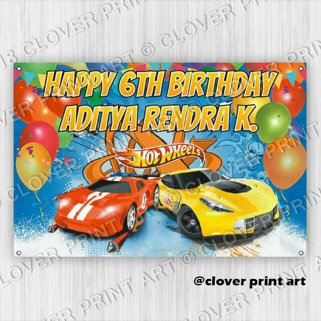 Backdrop Background Ulang Tahun Anak Mobil Hot Wheels