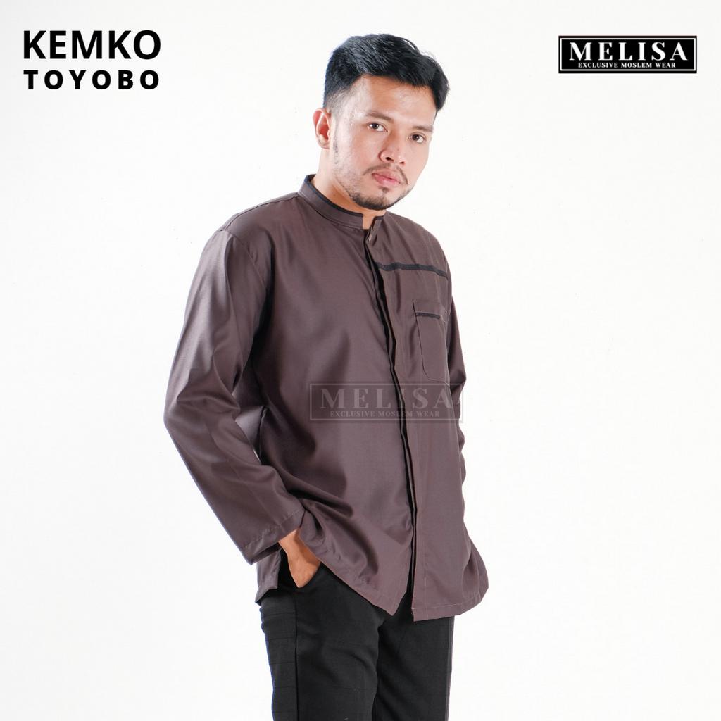 Baju Koko Pria Dewasa Katun Toyobo Polos Lengan Panjang Baju Muslim Remaja Laki Laki Ukuran M L XL -Coklat