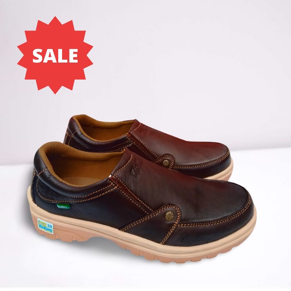 Sepatu kulit pria asli original 100% casual slip on santai formal kerja kuliah branded tanpa tali el