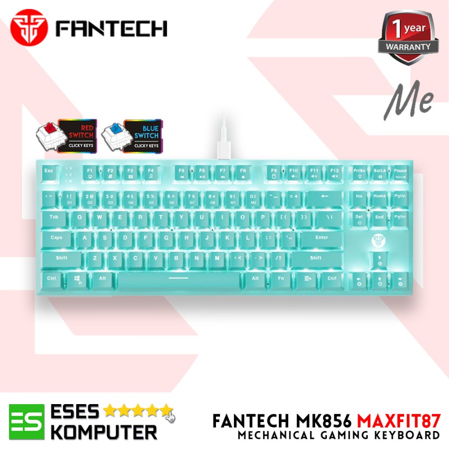 Keyboard Fantech MK856 MAXFIT87 TKL RGB Mint Edition | Keyboard Gaming