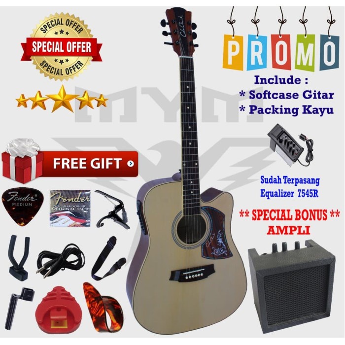 PROMO Gitar akustik elektrik cole clark GARANSI. - PAKET A HITAM