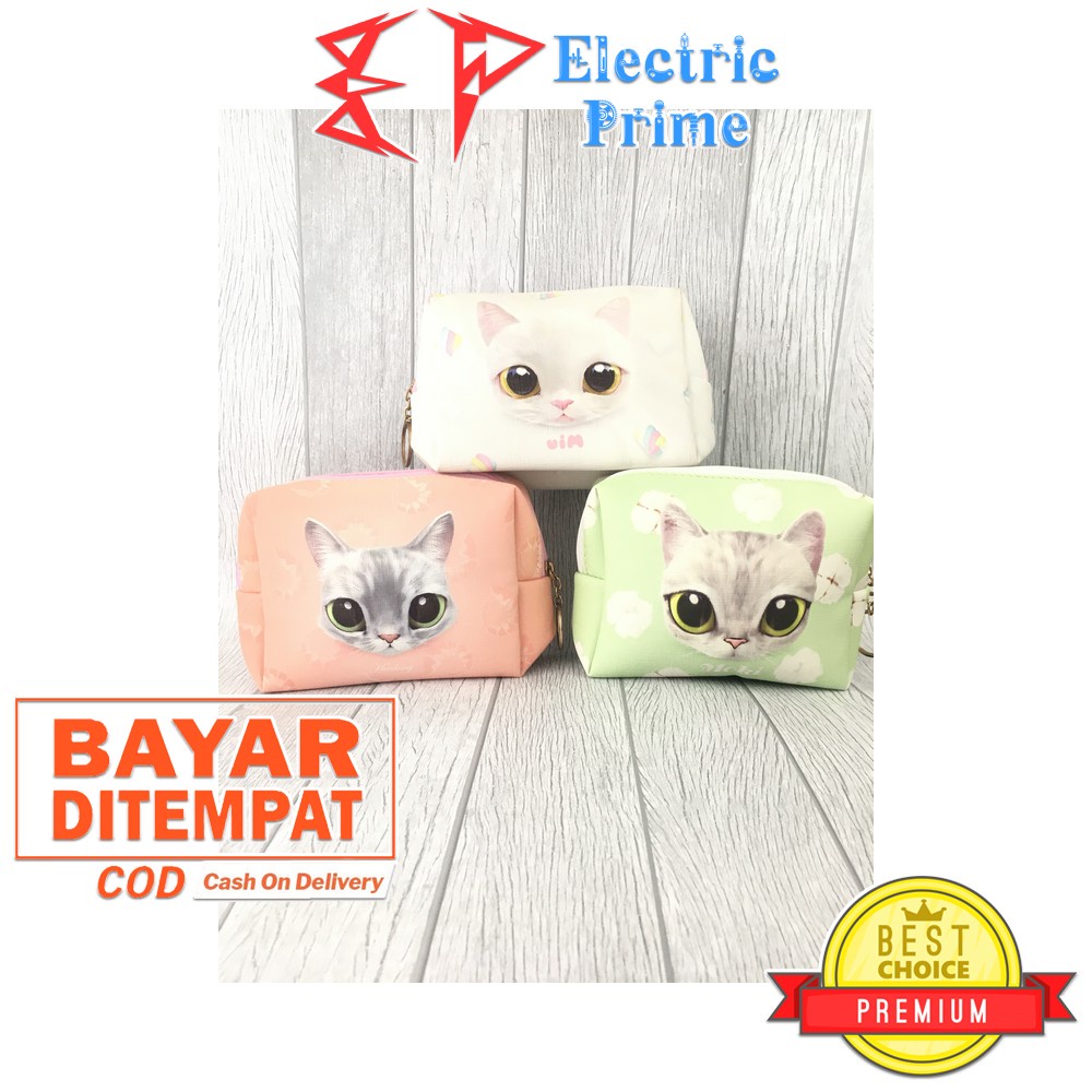 Pouch Make Up Waterproof Tas Mini Kosmetik Serbaguna Penyimpanan Motif Kucing M0020