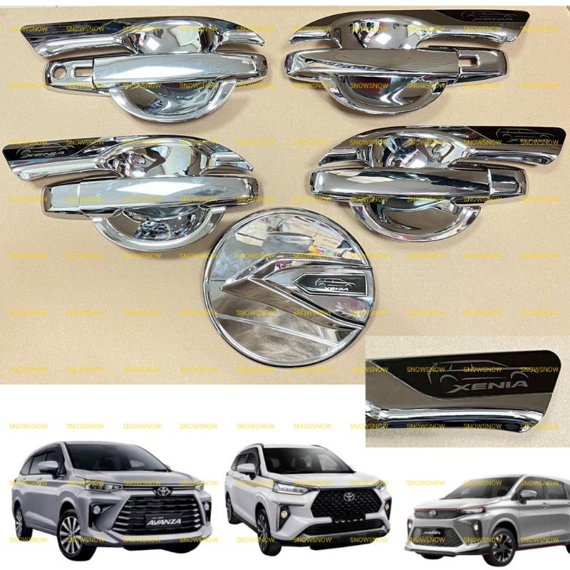 Paket Outer Handle Tank Cover Avanza Xenia Veloz 2022 2023 2024 UP GR SPORT Hitam Chrome