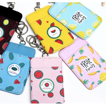 

JE922 Dompet Name Tag Unik Dompet Kartu bus ATM Card Holder Kulit motif buah sarung penutup kartu