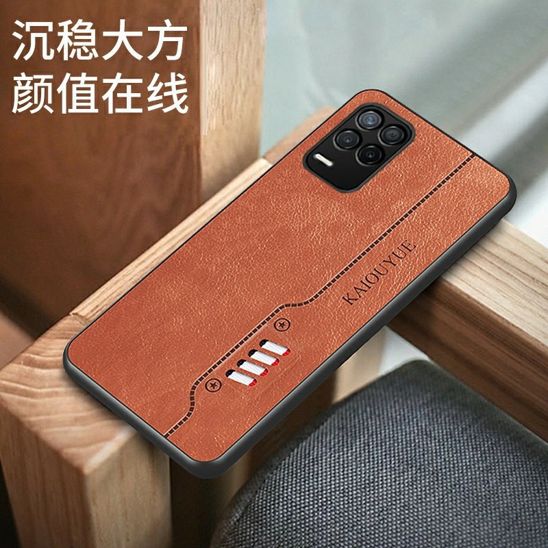 OPPO Case  A54 / A74 Softcase bahan kulit leather Cover lens kamera - Cokelat, OPPO A54