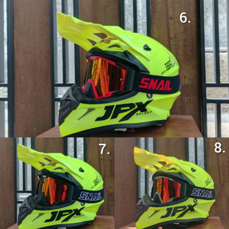 HELM JPX CROSS_SOLID - FLUO YELLOW GLOSS / BLACK + GOOGLE SNAIL (ONGKIR 2 KG) HELM JPX TERBARU