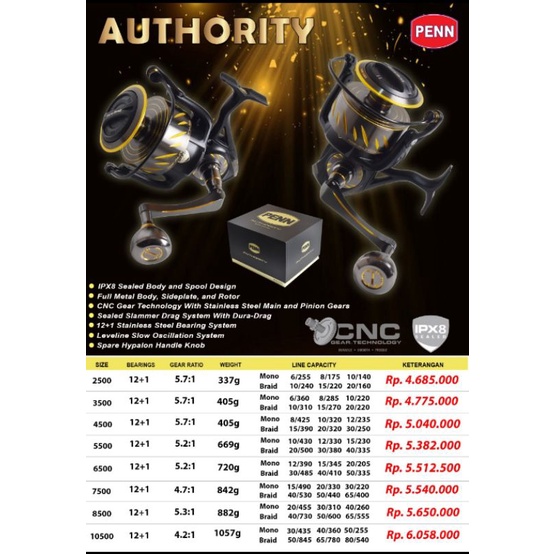 reel pancing penn autority sedia 10500