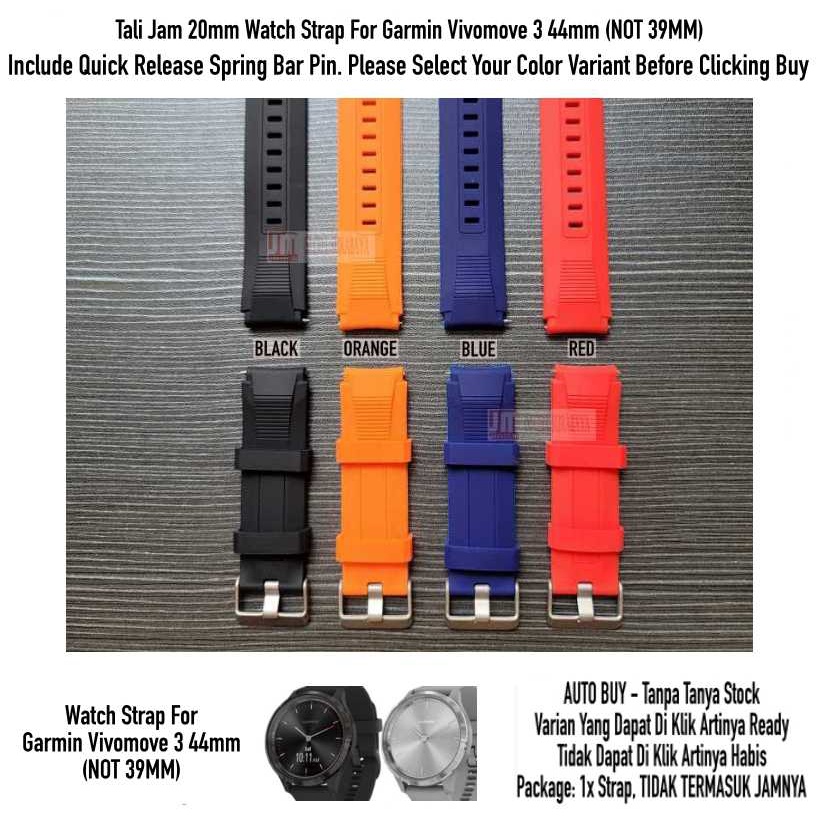 SIKAI Wide Watch Strap Garmin Vivomove 3 44mm (BUKAN 39MM) - Tali Jam 20mm Rubber Sporty Silikon