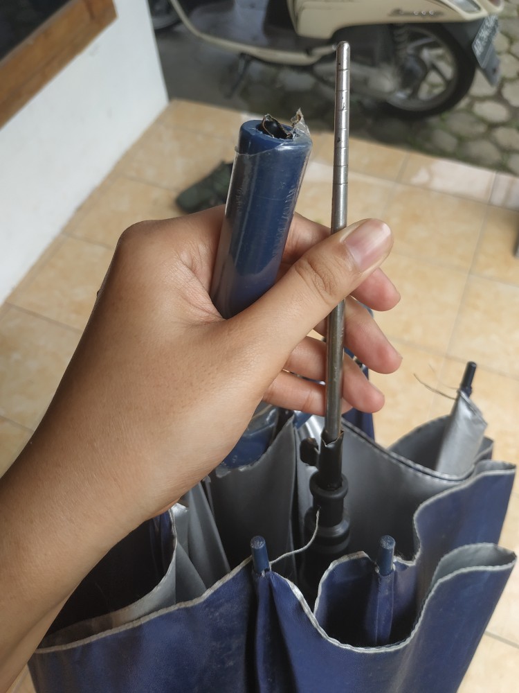 Payung Tongkat Polos / Gagang Warna / Sablon Promosi / Grc - 75008