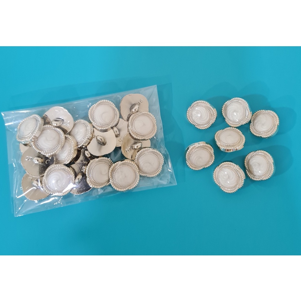 [20 pcs] Kancing Bunga Marmer Ukuran 28L (1,8cm) Ecer / Kancing Blouse Warna Rose Gold Emas / Kancin