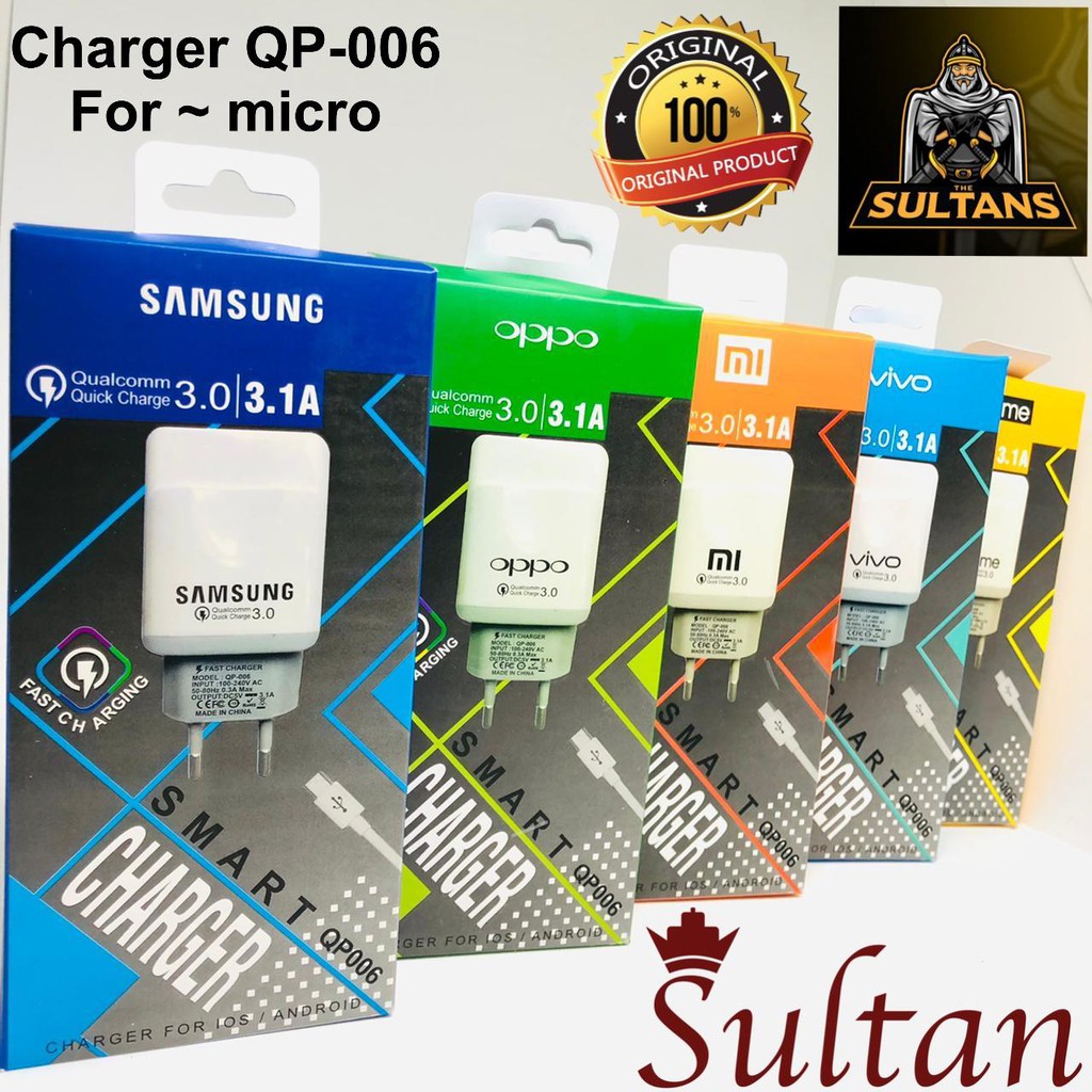 TRAVEL CHARGER XIAOMI QP-006 CHARGER SAMSUNG OPPO VIVO REALME 3.1A ORIGINAL A80/M002